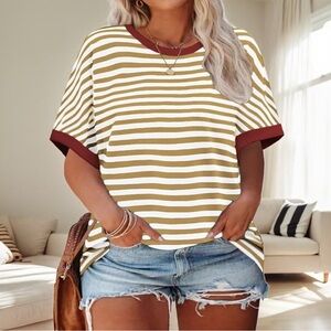 White and Green Boxy Short Sleeve T-Shirt